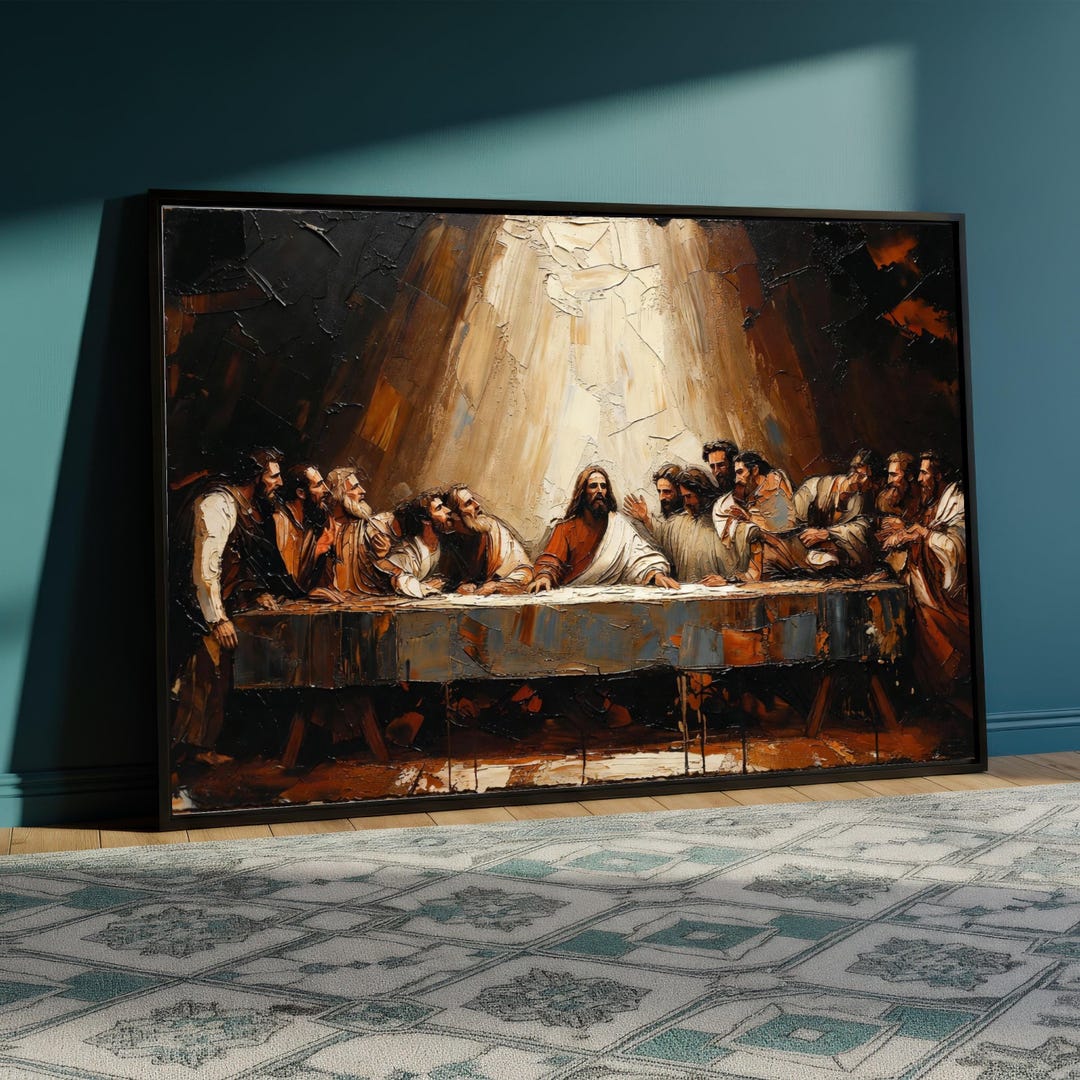 The Last Supper Canvas Wall Art, Jesus and Disciples Religious Painting ...