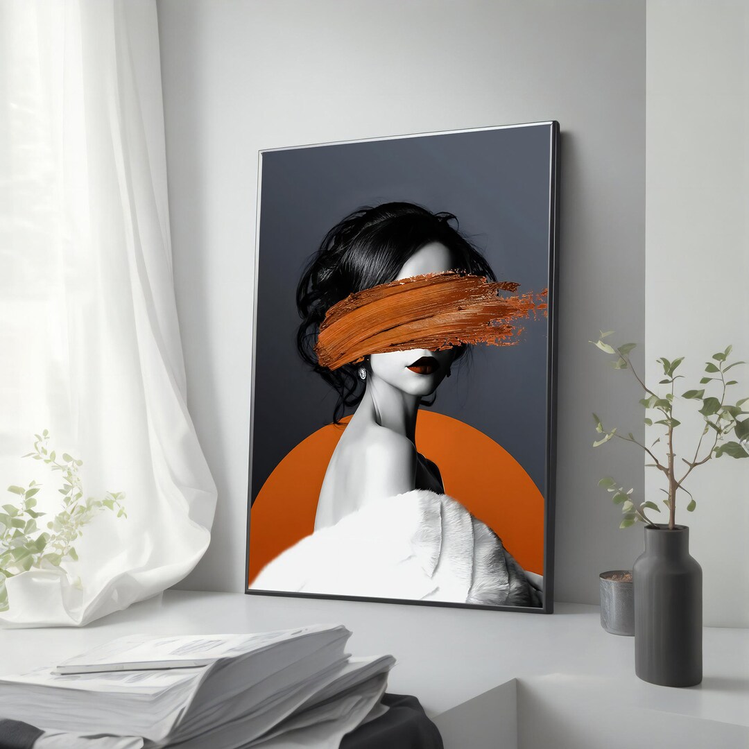 Brush Stroke Woman Portrait Canvas Painting, Elegant Asian Beauty Wall ...
