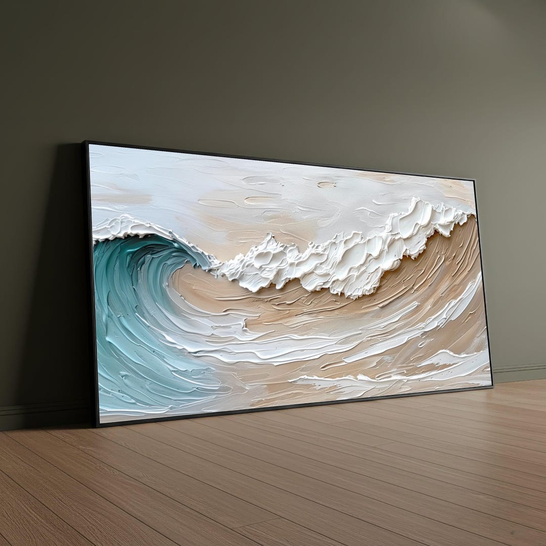 Ocean Wave Canvas, Abstract Coastal Wall Art, Sea Beach Canvas Painting ...