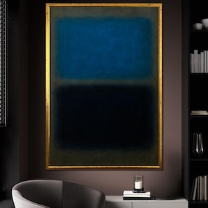 Mark Rothko Canvas Painting, Blue and Black Abstract Wall Art, Modern Minimalist Home Decor, Contemporary Expressionist Artwork, Art Gift