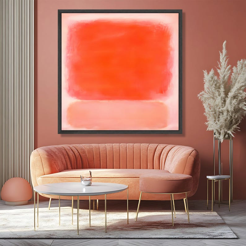 Modern Abstract Orange Canvas Wall Art, Color Block Painting ...