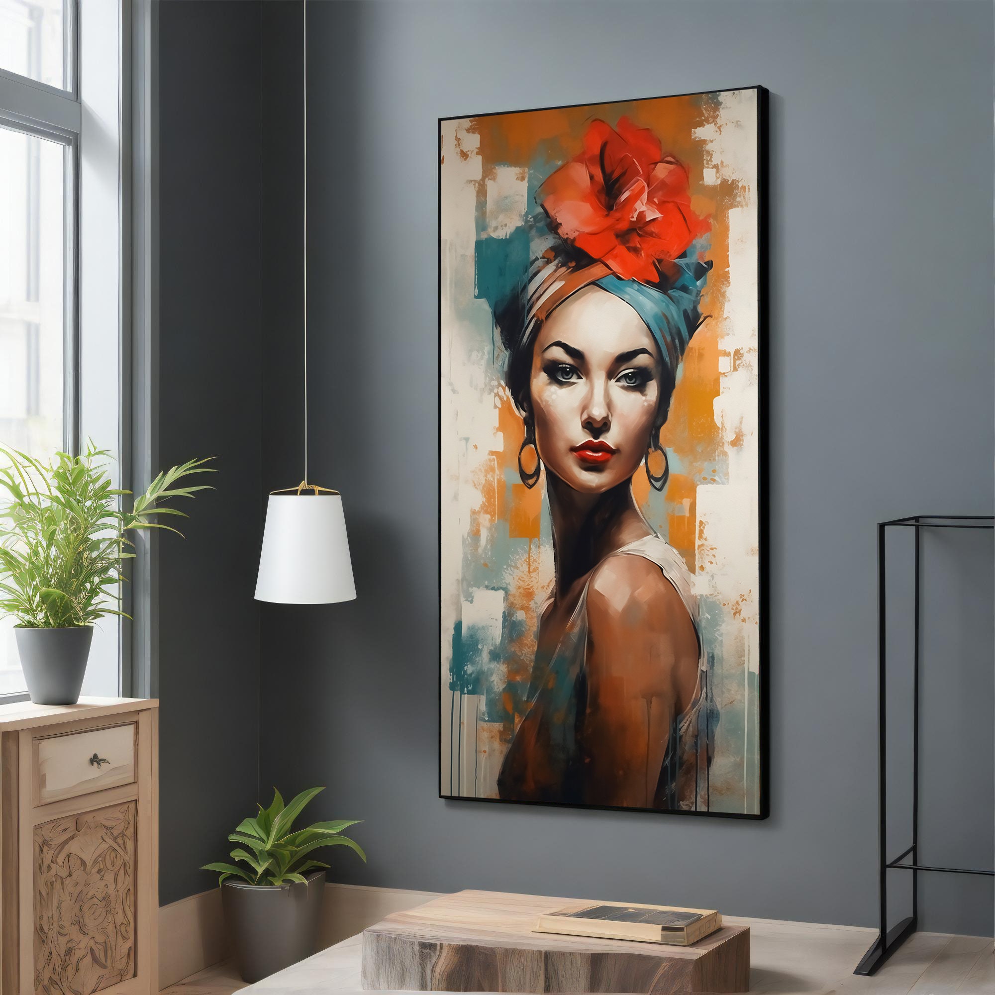 Woman with Beautiful Eyes Canvas Painting - Enchanting Female Portrait Wall Art for Home Decor, Unique Beauty Artwork Gift