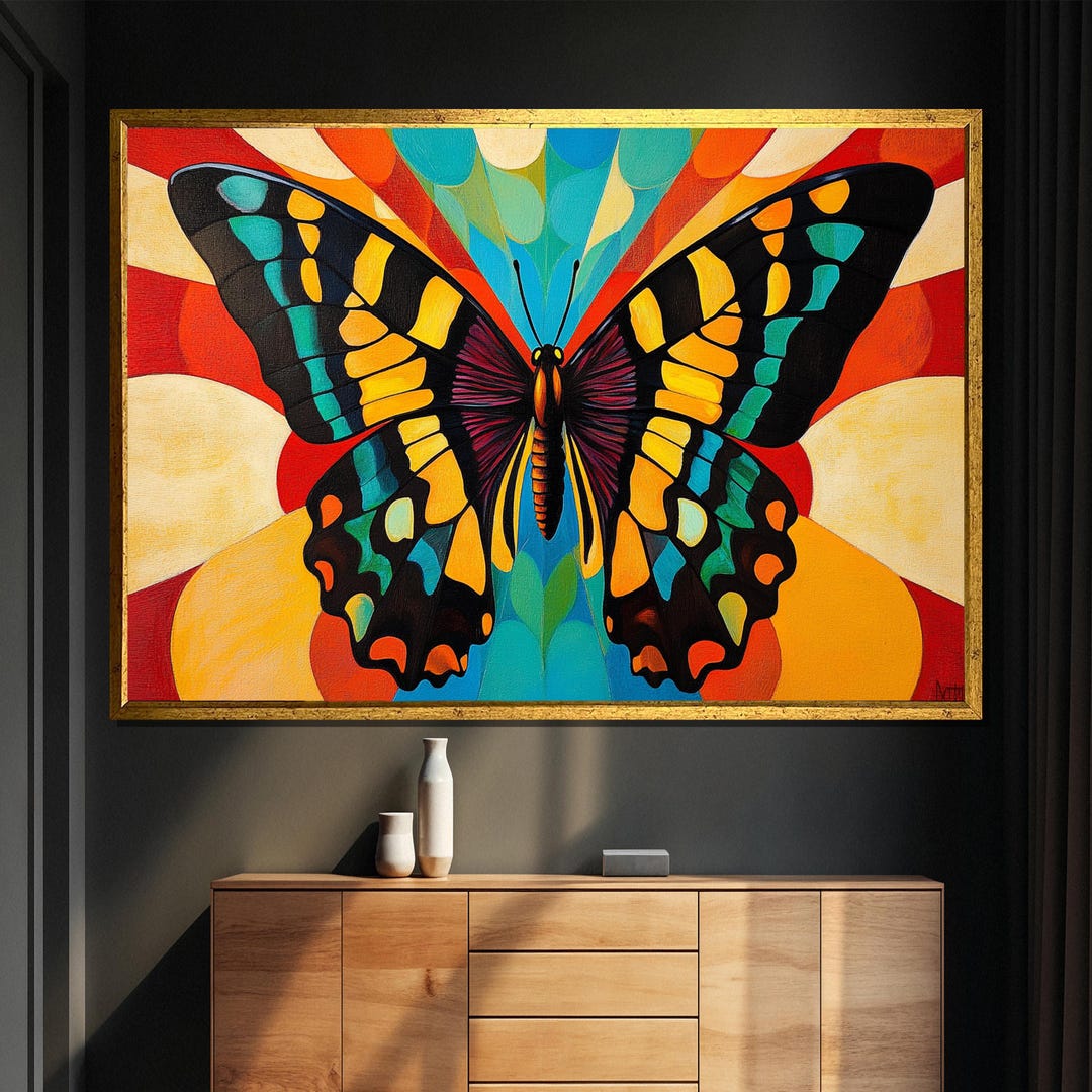 Colorful Butterfly Canvas Painting, Vibrant Butterfly Wall Art for ...