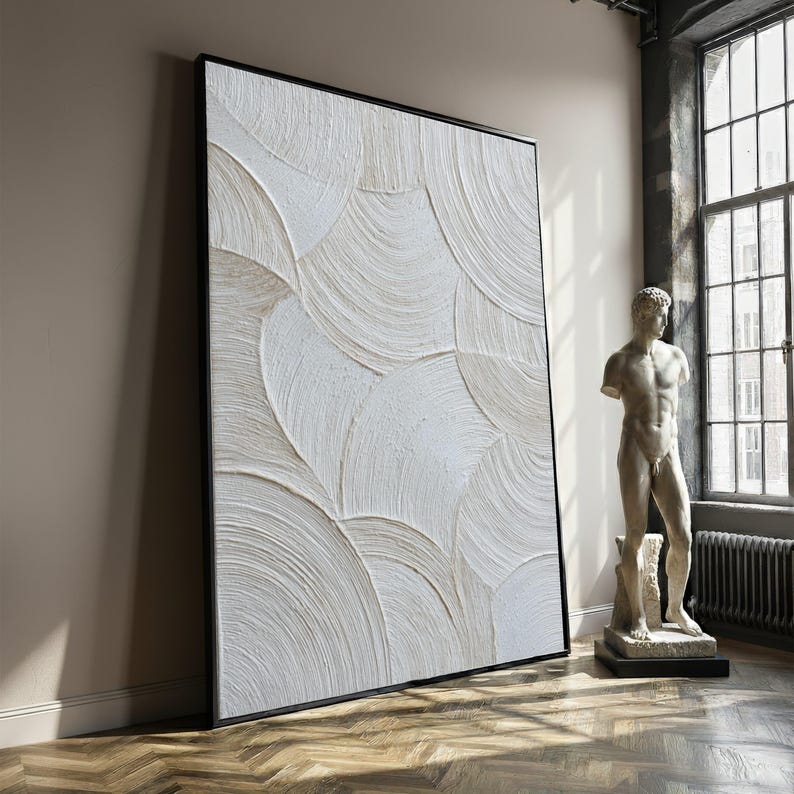 Neutral Abstract Canvas Wall Art, Modern Minimalist Geometric Pattern ...