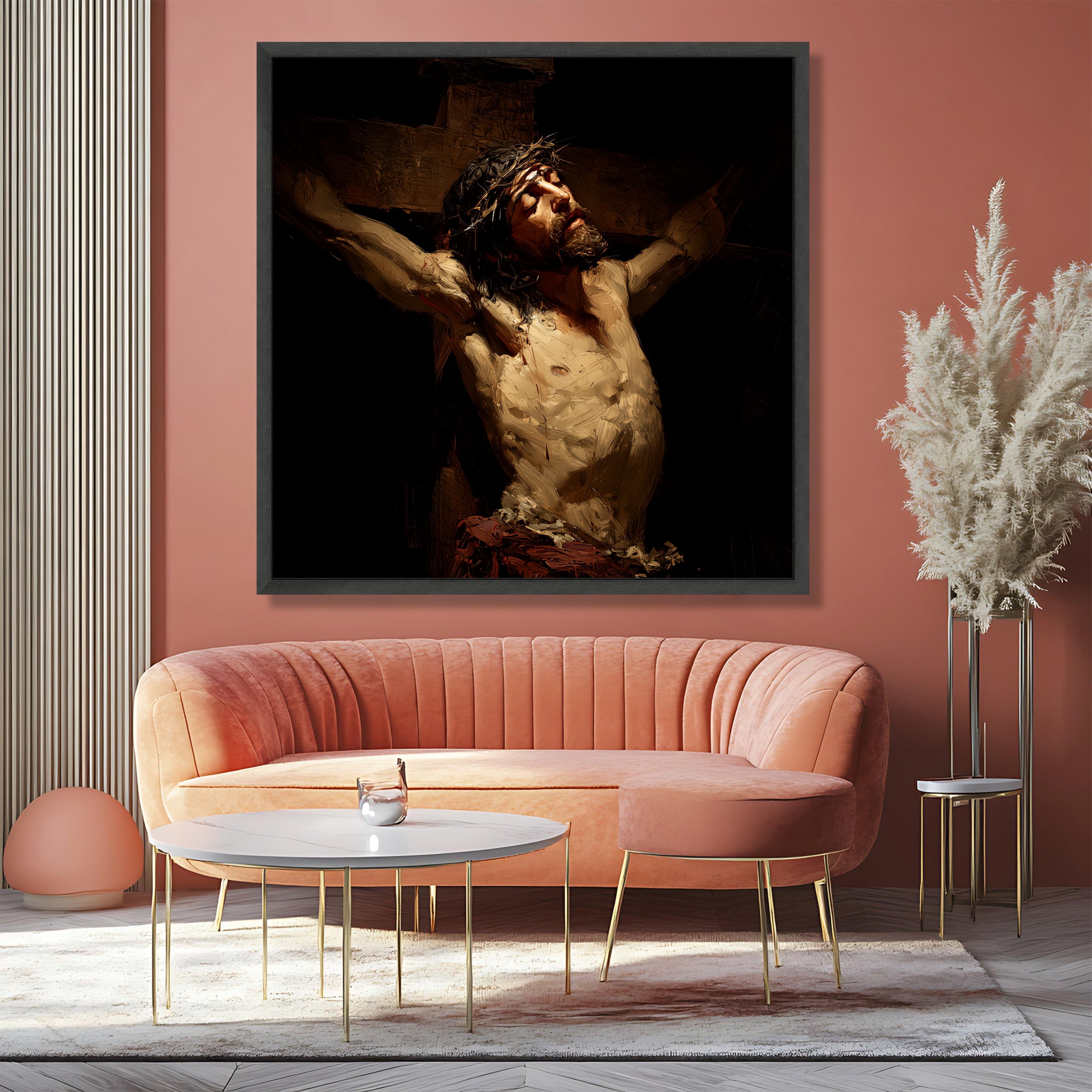 Jesus on the Cross Canvas Painting, Dark Religious Wall Art ...