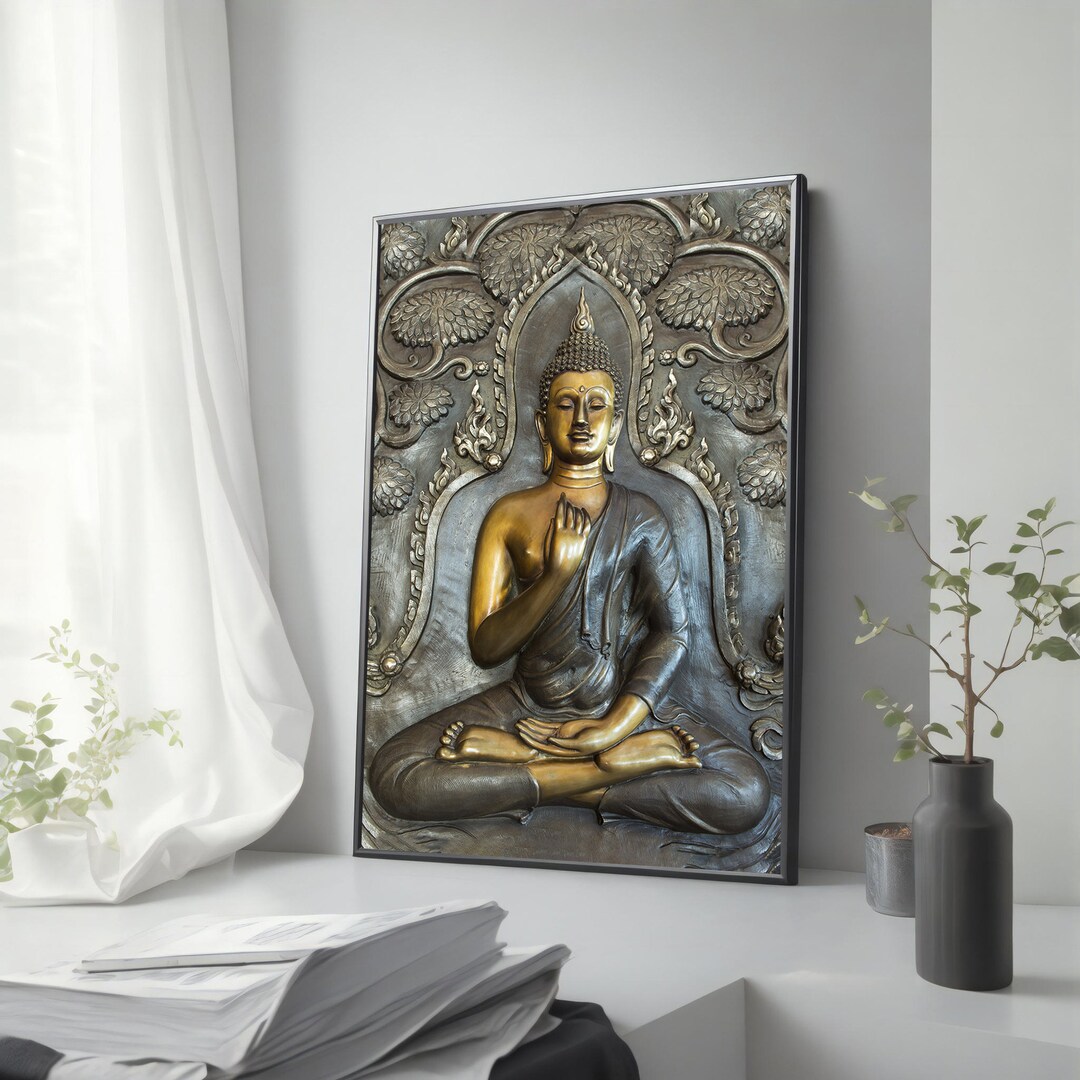 Gold Buddha Canvas Painting for Wall Decor, Buddha Poster, Buddha Wall ...