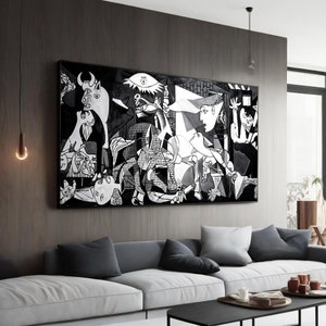 Pablo Picasso Guernica Canvas Painting, Picasso Art, Colored Print Wall Decor, Elegant Artwork, Guernica Wall Art, Gift for Art Lovers