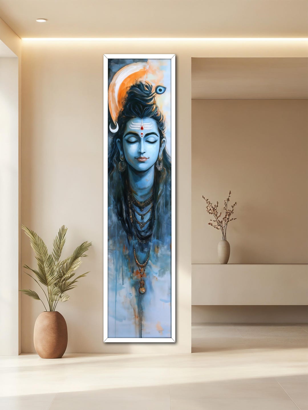 Lord Shiva Canvas Painting, Hindu God Wall Art, Spiritual Home Decor ...