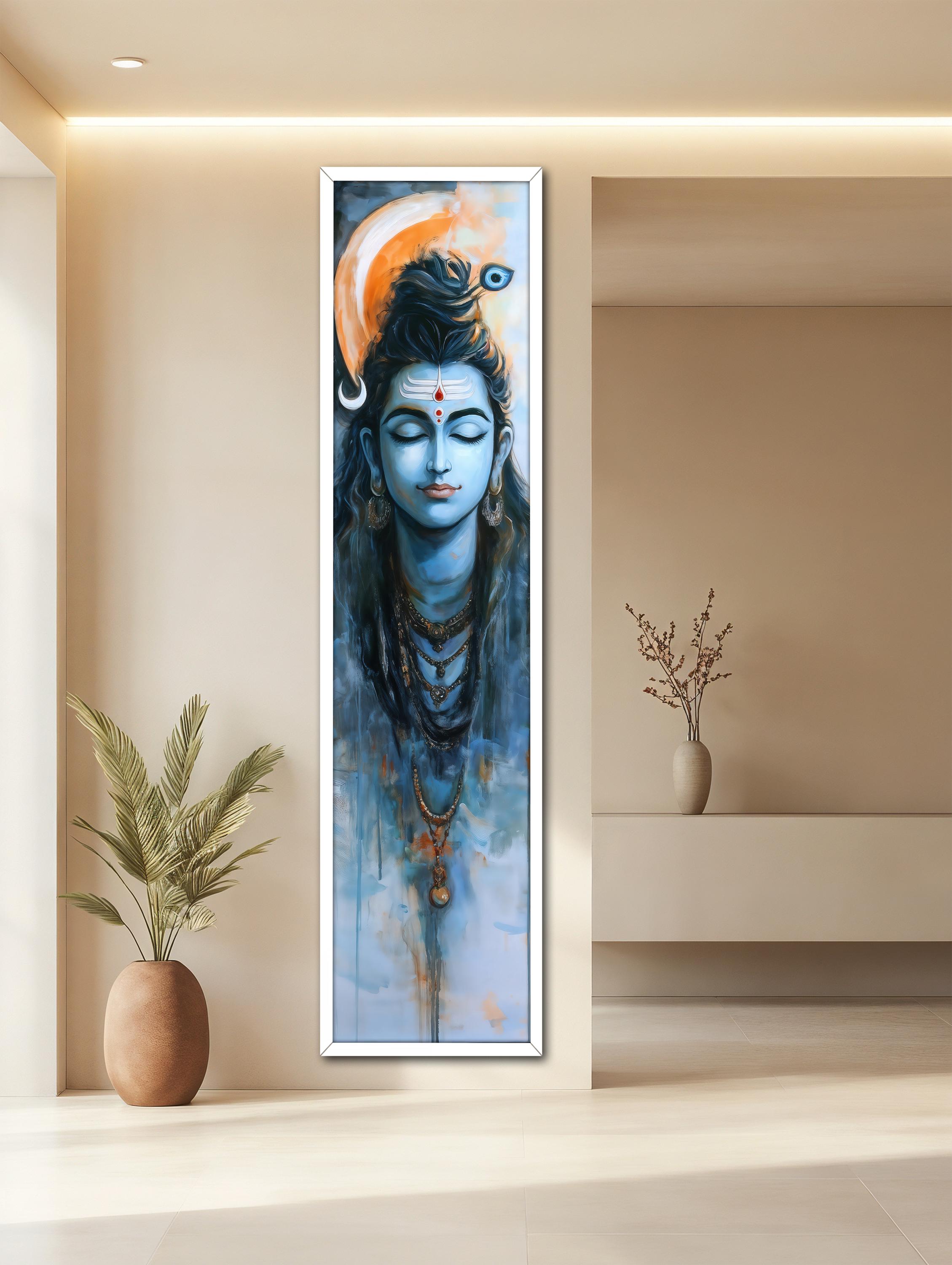 Lord Shiva Canvas Painting, Hindu God Wall Art, Spiritual Home