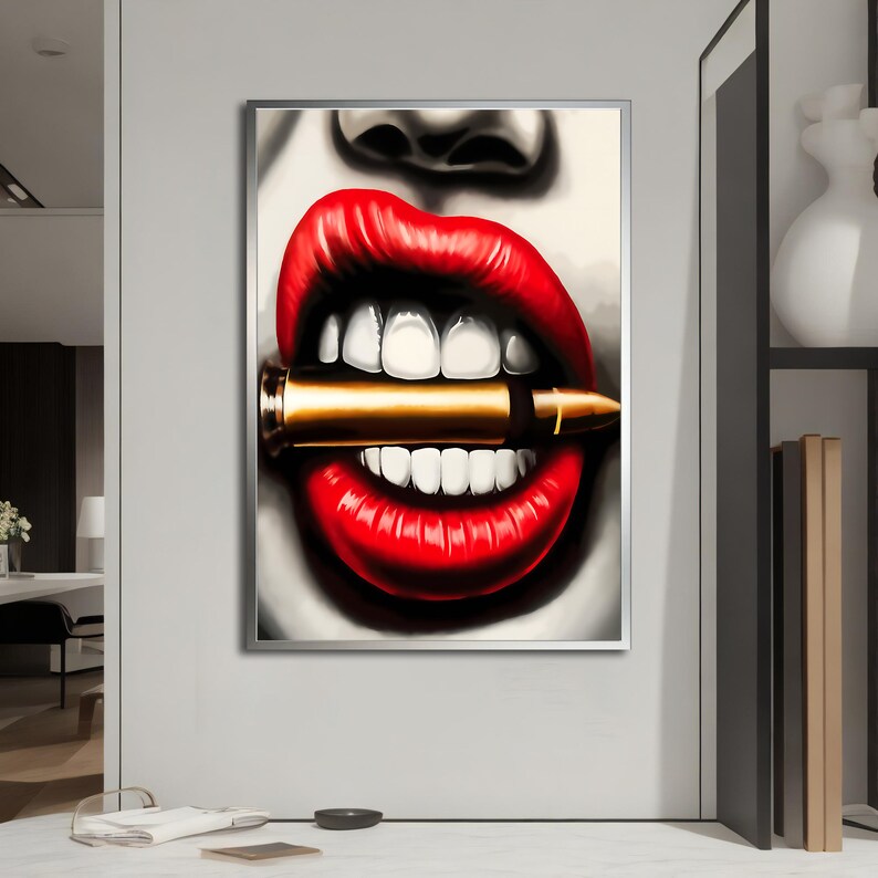 Sexy Lips Graffiti Art Canvas Painting - Bold Lip Print Wall Decor for ...