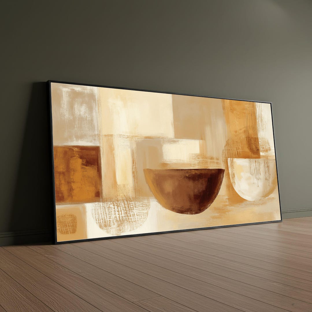 Warm Earth Tone Abstract Canvas, Modern Geometric Shapes Wall Art ...