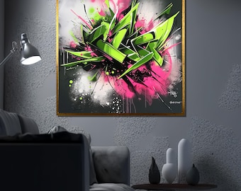 Graffiti Canvas Painting, Urban Street Art Wall Decor, Modern Abstract Canvas, Graffiti Artwork, Vibrant Pop Art, Art Gift for Home