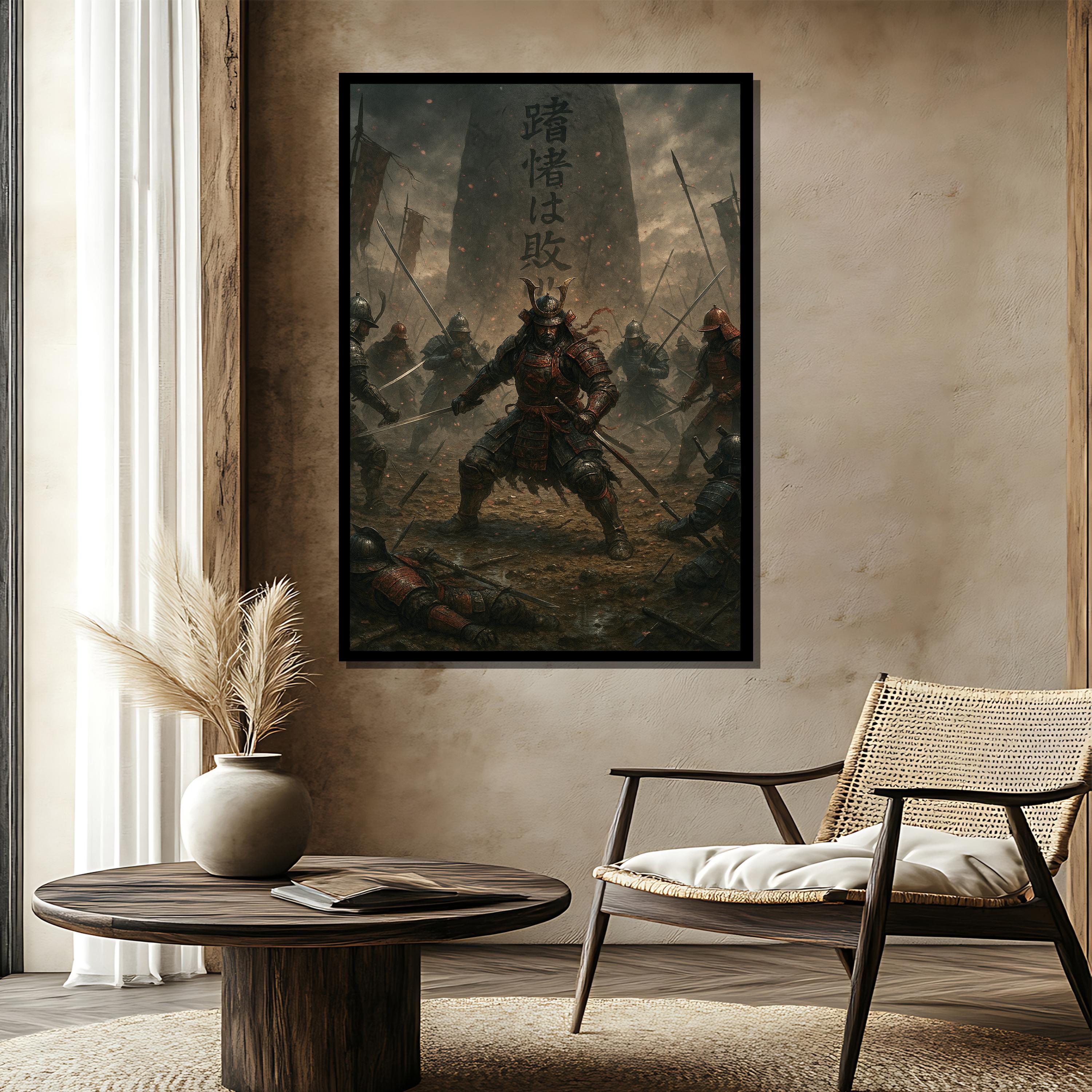 Samurai Warrior Canvas Painting, Epic Battle Wall Art, Japanese Bushido ...