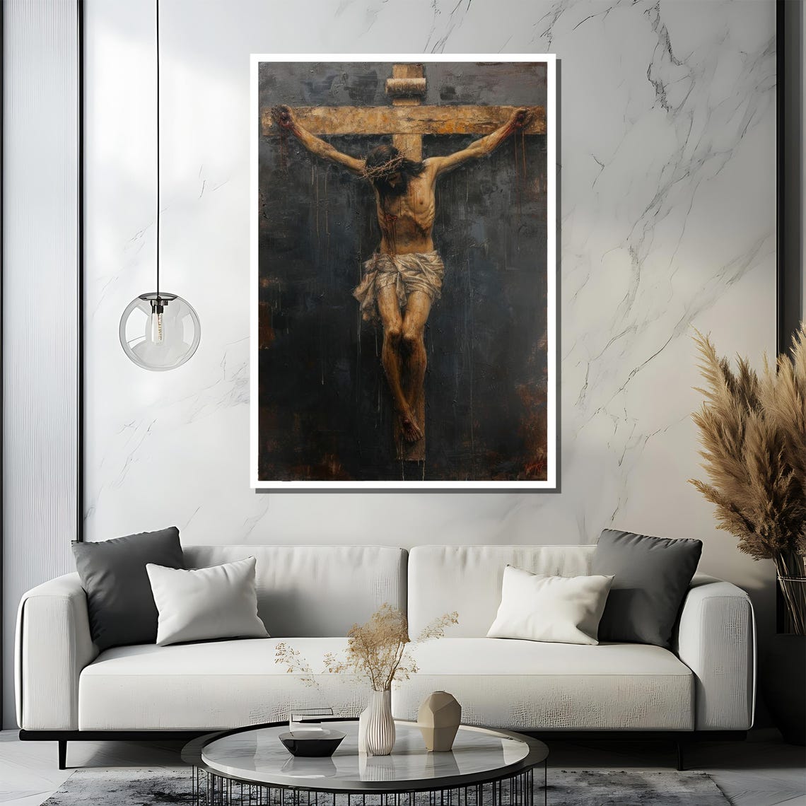 Jesus on the Cross Canvas Painting, Religious Christian Wall Art ...