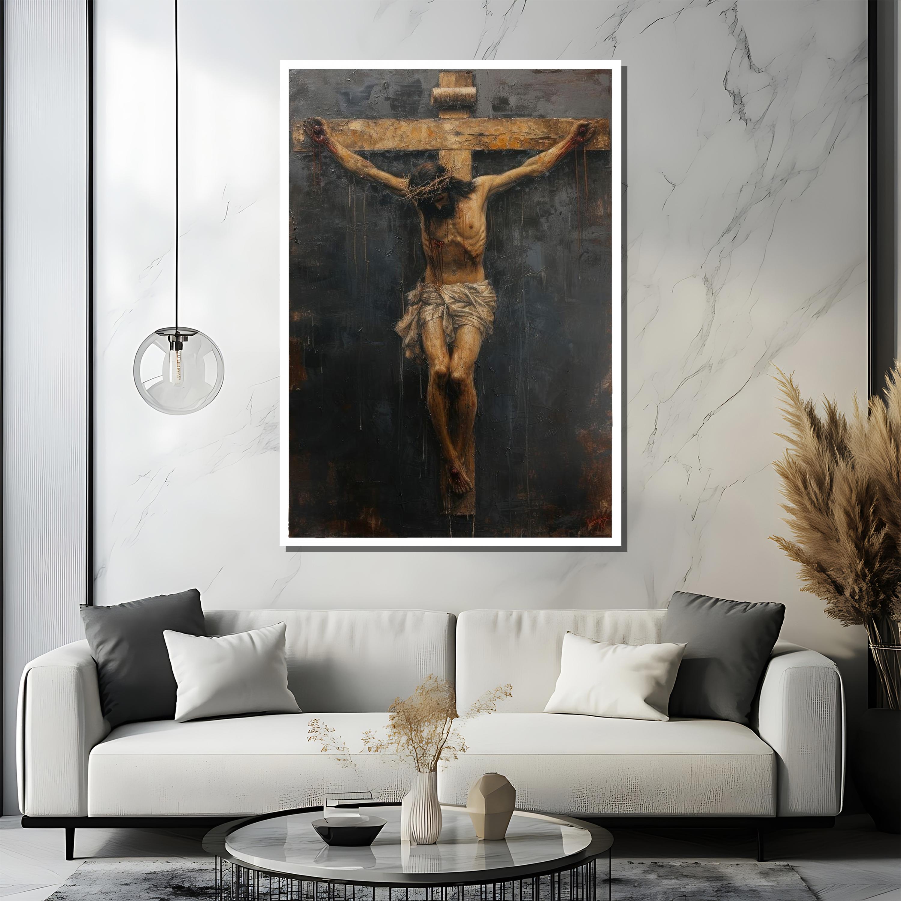 Jesus on the Cross Canvas Painting, Religious Christian Wall Art ...