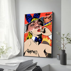Banksy Inspired Street Art Canvas Painting - Quirky Pop Art Comics for Urban Home Wall Decor, Unique Graffiti Gift