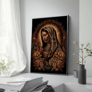 Wall Decor Virgin Of Guadalupe, Our Lady of Guadalupe Artwork, Immaculate Mary Canvas Art, Catholic Painting, Unique Religious Gift