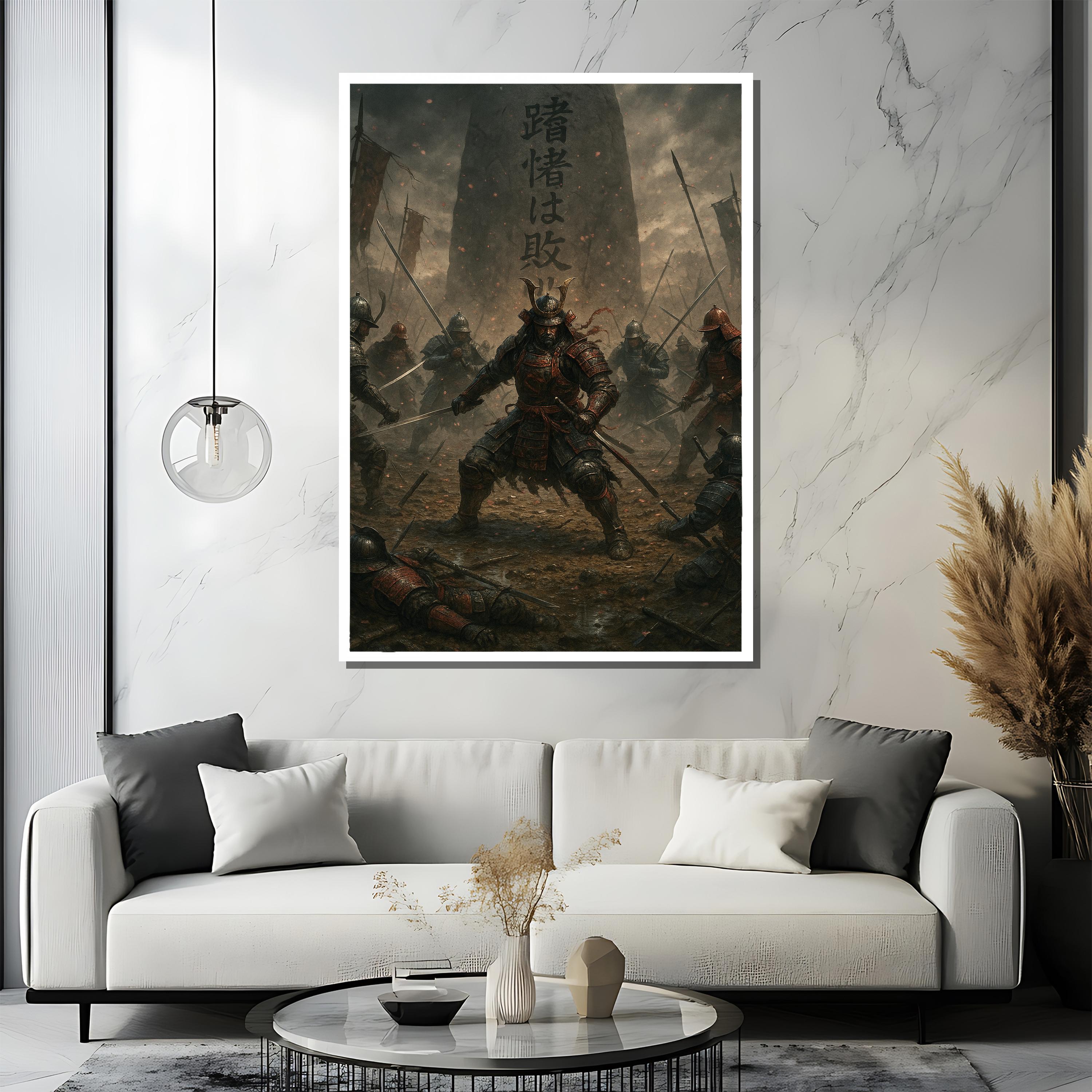 Samurai Warrior Canvas Painting, Epic Battle Wall Art, Japanese Bushido ...