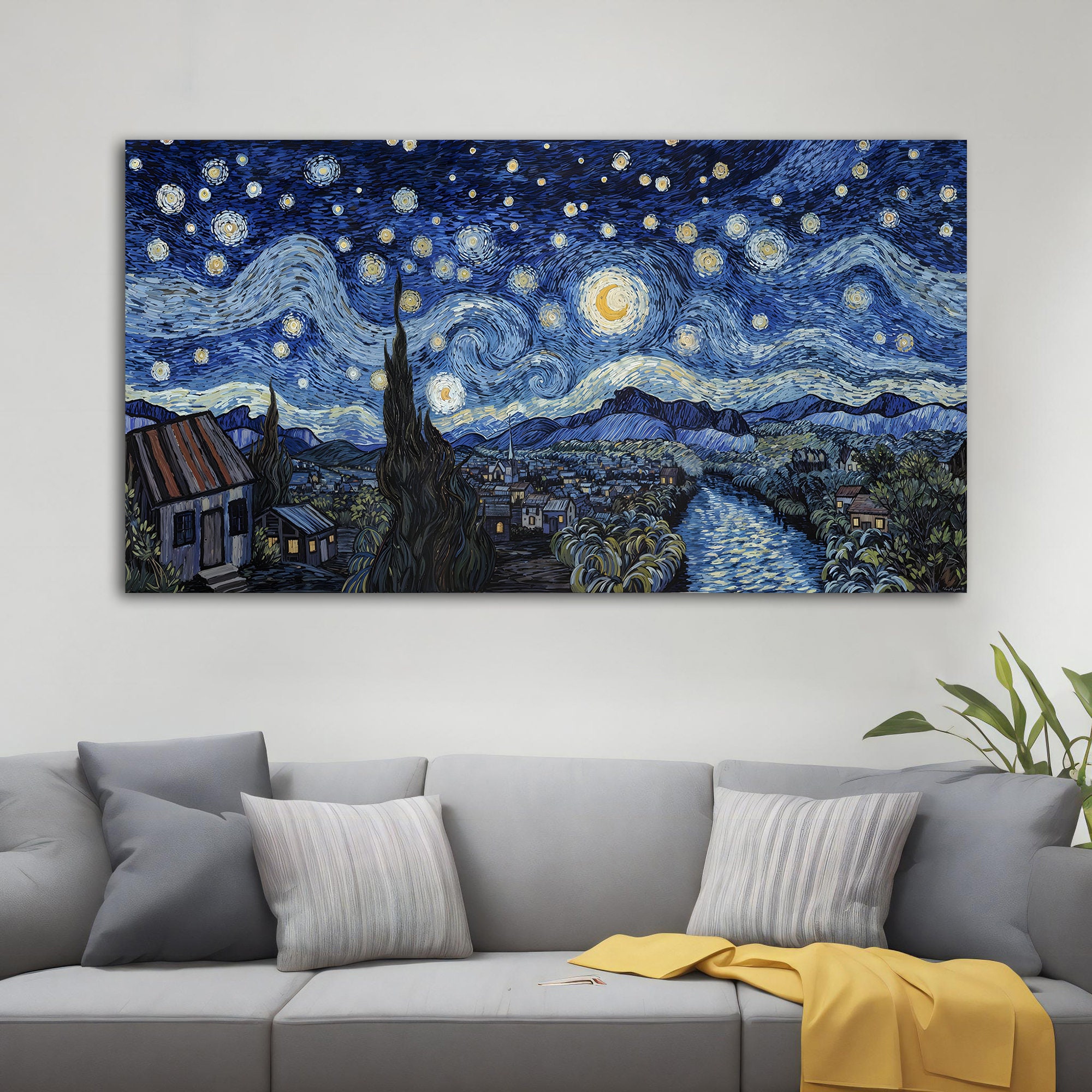 Starry Night Canvas Painting - Vincent Van Gogh Wall Art, the Starry ...