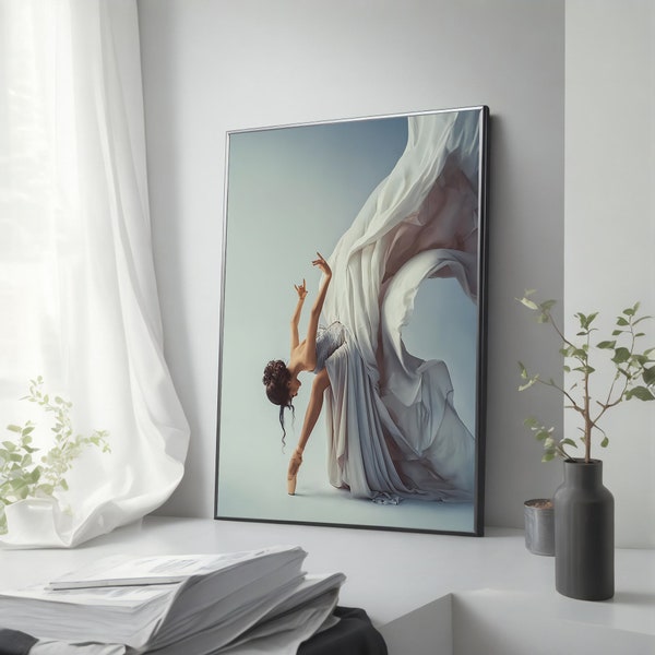 Elegant Ballerina in Dress Canvas Painting, Graceful Ballet Dancer Wall Art, Perfect Gift for Dance Lovers