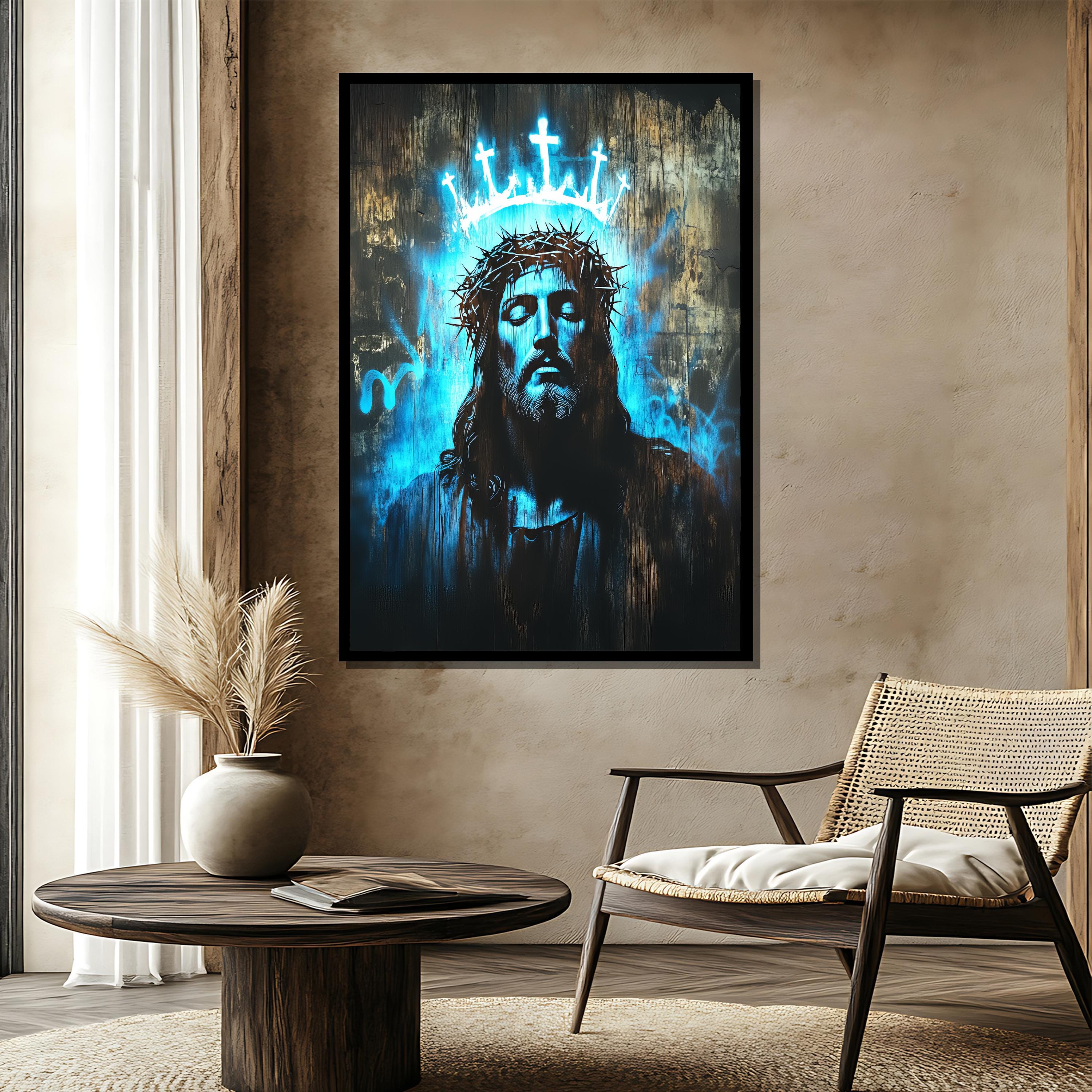 Jesus Christ Canvas Painting, Crown of Thorns Religious Wall Art ...