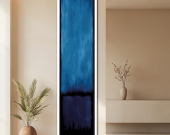 Mark Rothko Abstract Canvas Painting, Vertical Wall Art, Blue and Black Mark Art, Room Decor, Minimalist Home Decor, Rothko Canvas, Art Gift