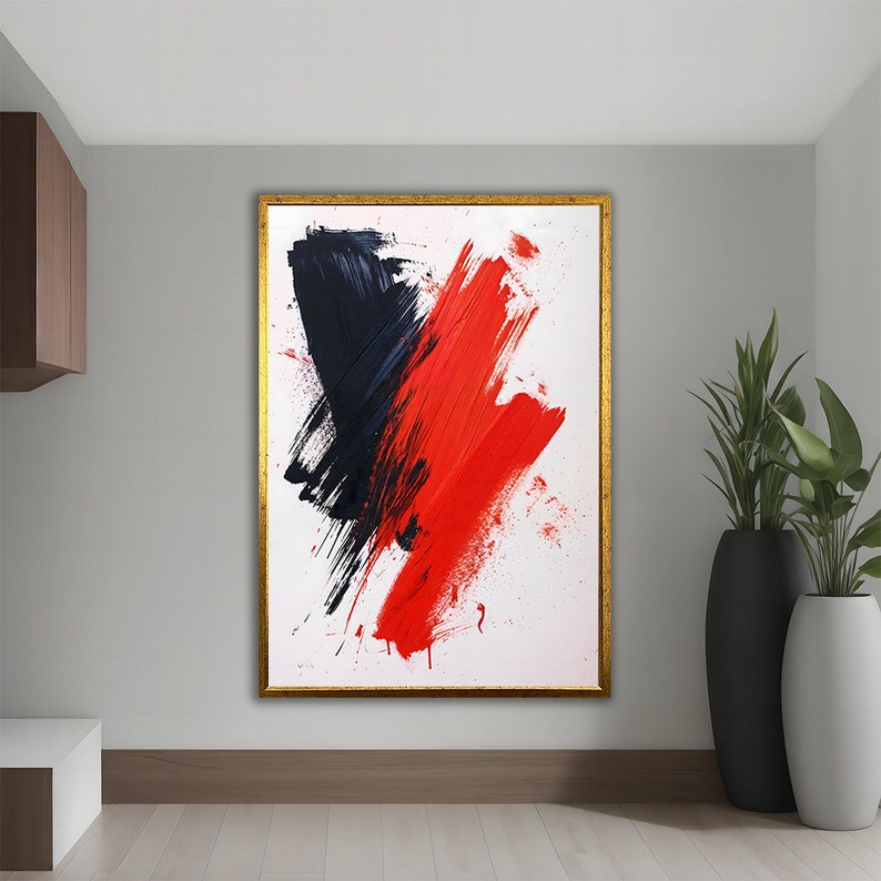 Photo inspiration: Picture Idea: Striking Red And Black Abstract Canvas Art