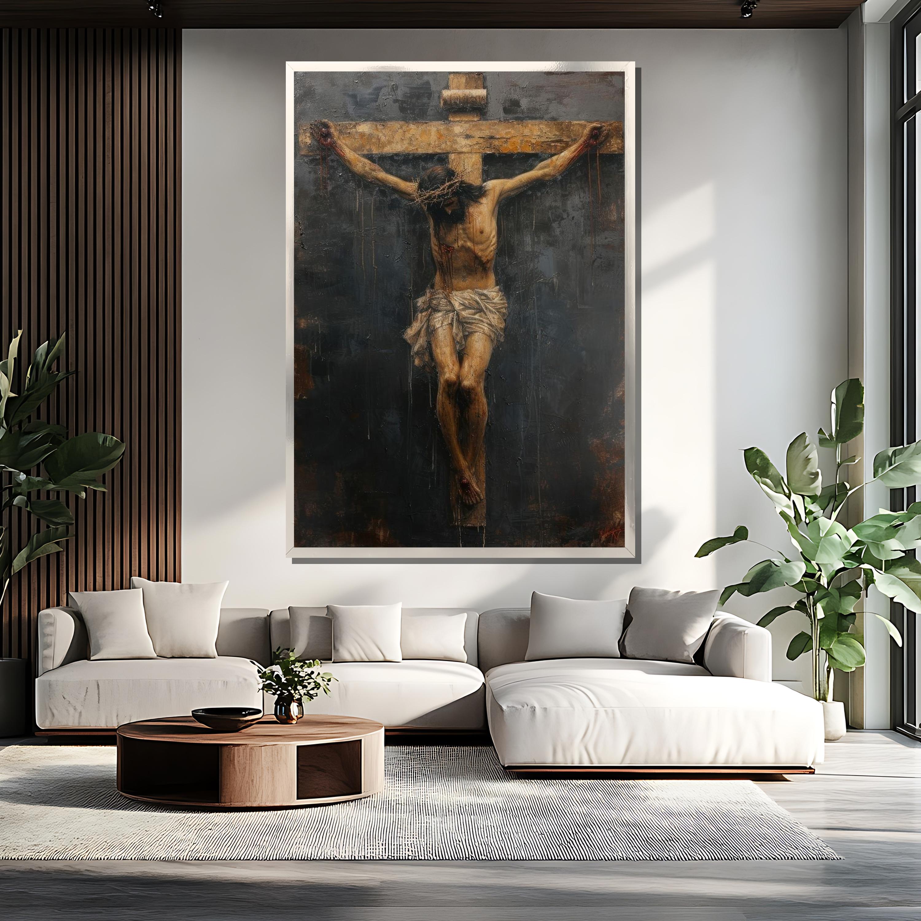 Jesus on the Cross Canvas Painting, Religious Christian Wall Art ...
