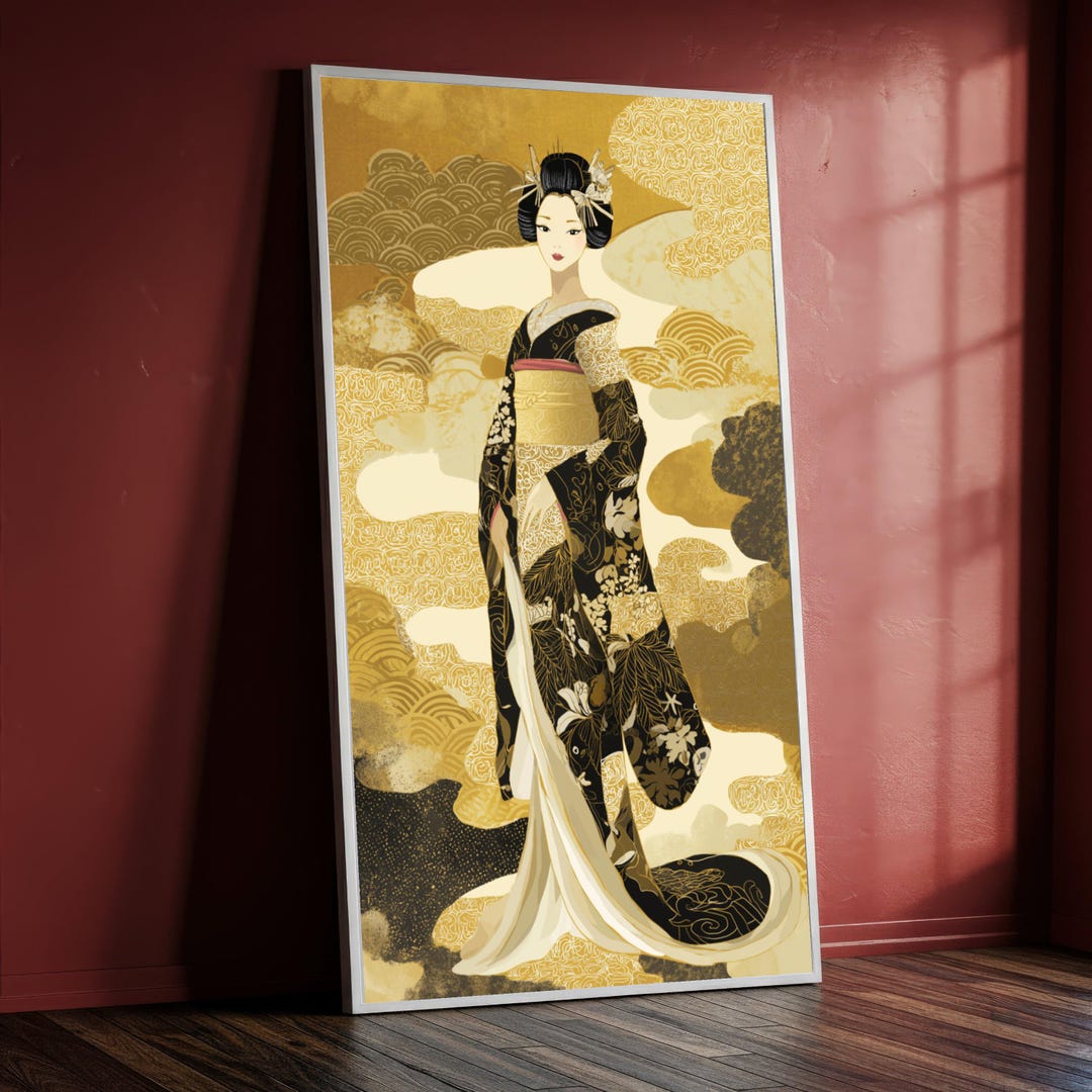 Elegant Geisha in Traditional Kimono Canvas, Japanese Art Print, Asian ...