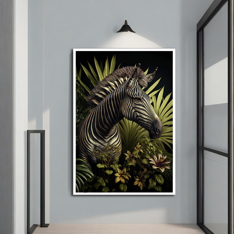 Zebra Hand Some Handsome Zebra Canvas Painting - Striking Greenery Art for Home Decor ...
