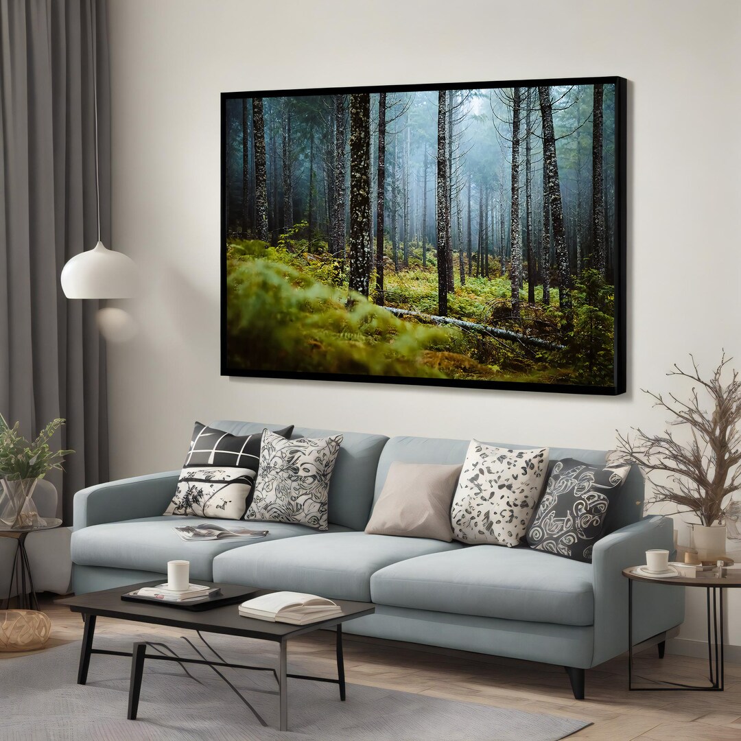 Misty Forest Canvas Print, Enchanted Woodland Scene, Landscape Art ...