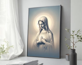 Virgin Mary Canvas Painting, Religious Home Decor, Virgin Mary Artwork, Christian Home Decor, Canvas Art Decor, Canvas Decor, Christian Gift