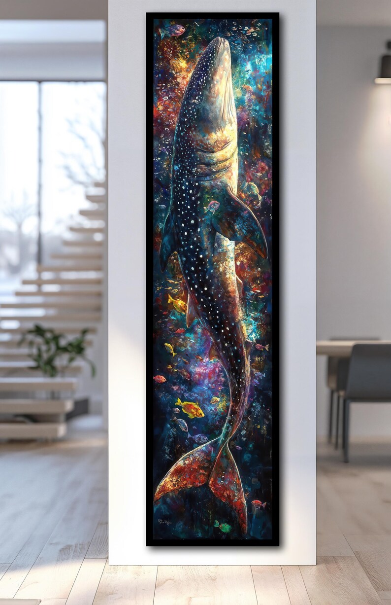 Whale Canvas Painting, Ocean Life Wall Art, Marine Wildlife Decor ...