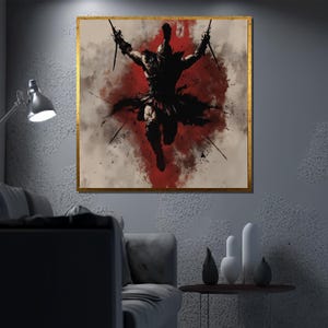 Spartan Warrior Canvas Painting, Ancient Gladiator Wall Art, Battle Warrior Decor, Epic Fight Artwork, Historical Soldier Art, Warrior Gift