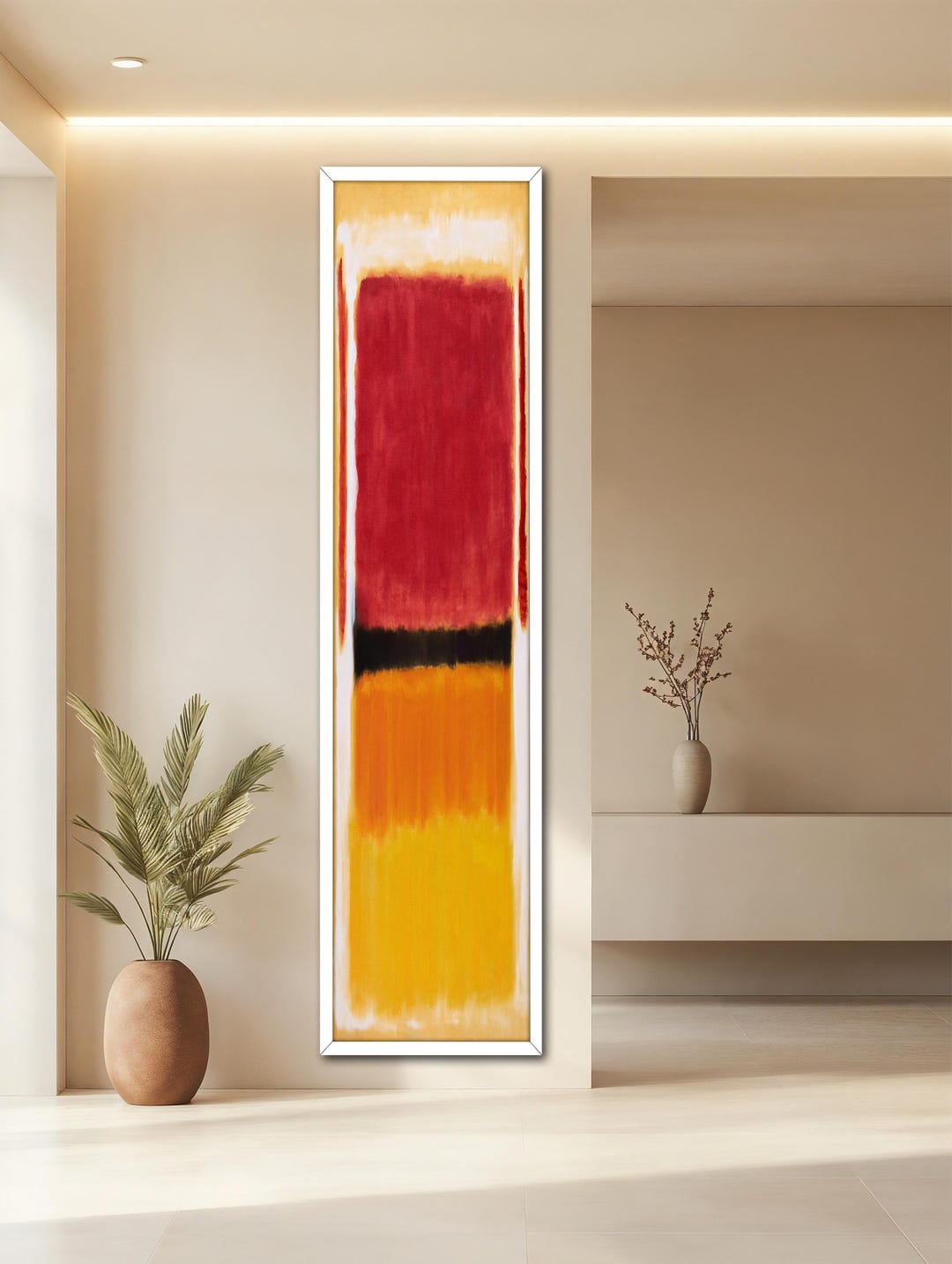 Mark Rothko Abstract Canvas Painting, Large Vertical Wall Art, Red and ...