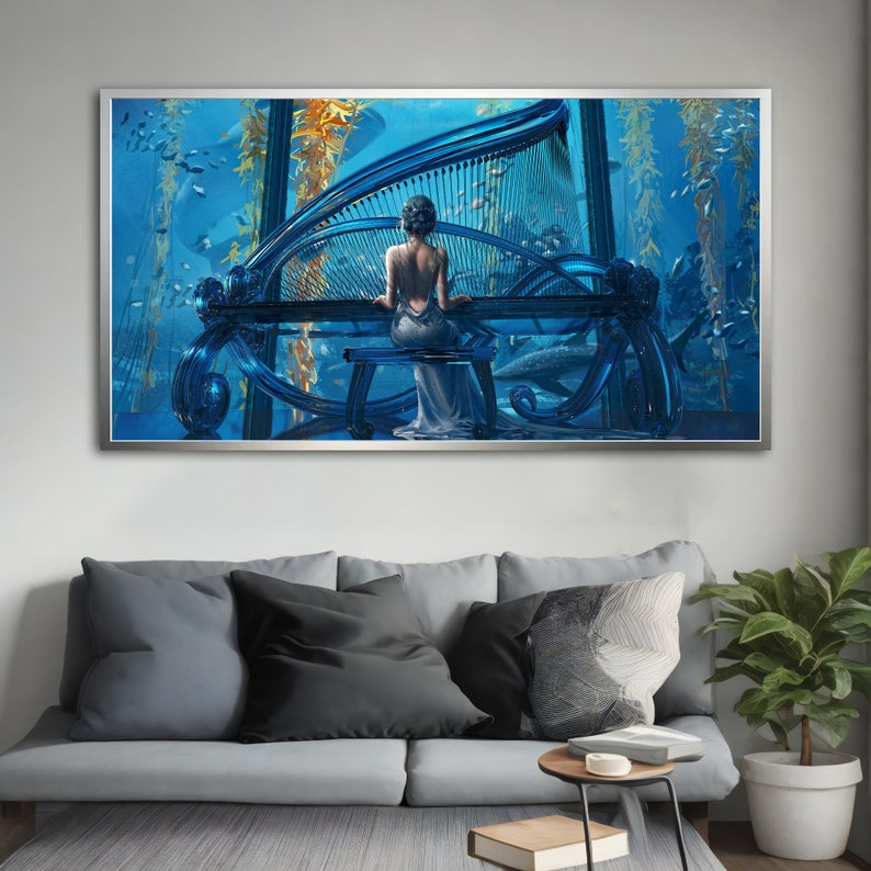 Woman Playing Piano Canvas Painting - Elegant Musical Wall Decor for ...