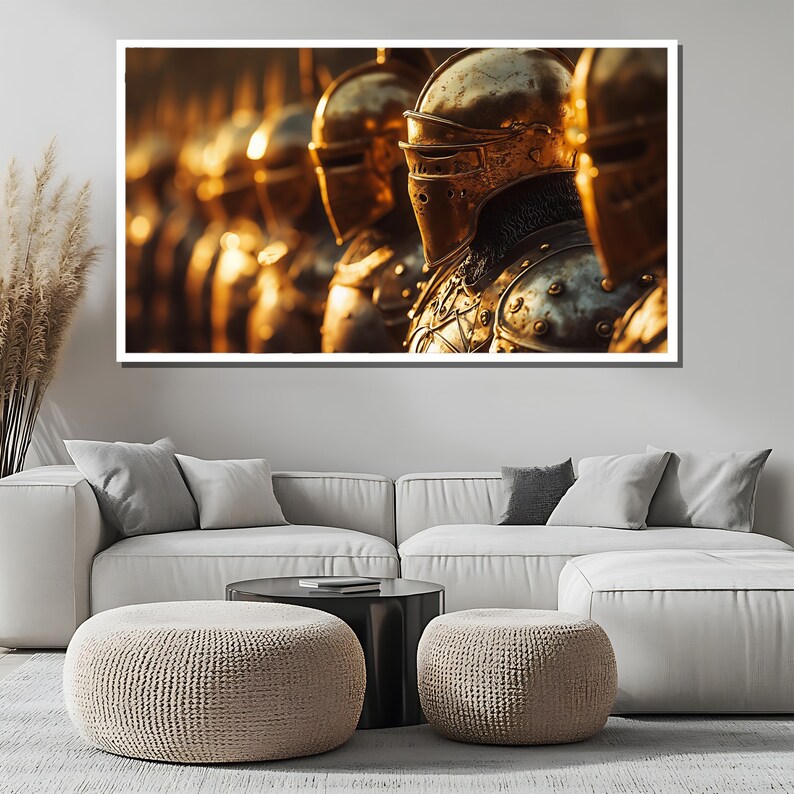 Medieval Knights Canvas Painting, Golden Armor Wall Art, Warrior Print ...
