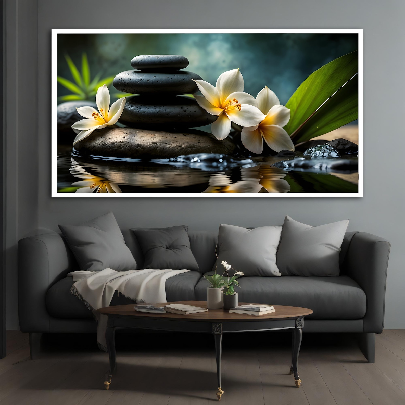 Wall Decor Zen Stone Balance Canvas Painting, Spa Relaxation Art, Zen ...