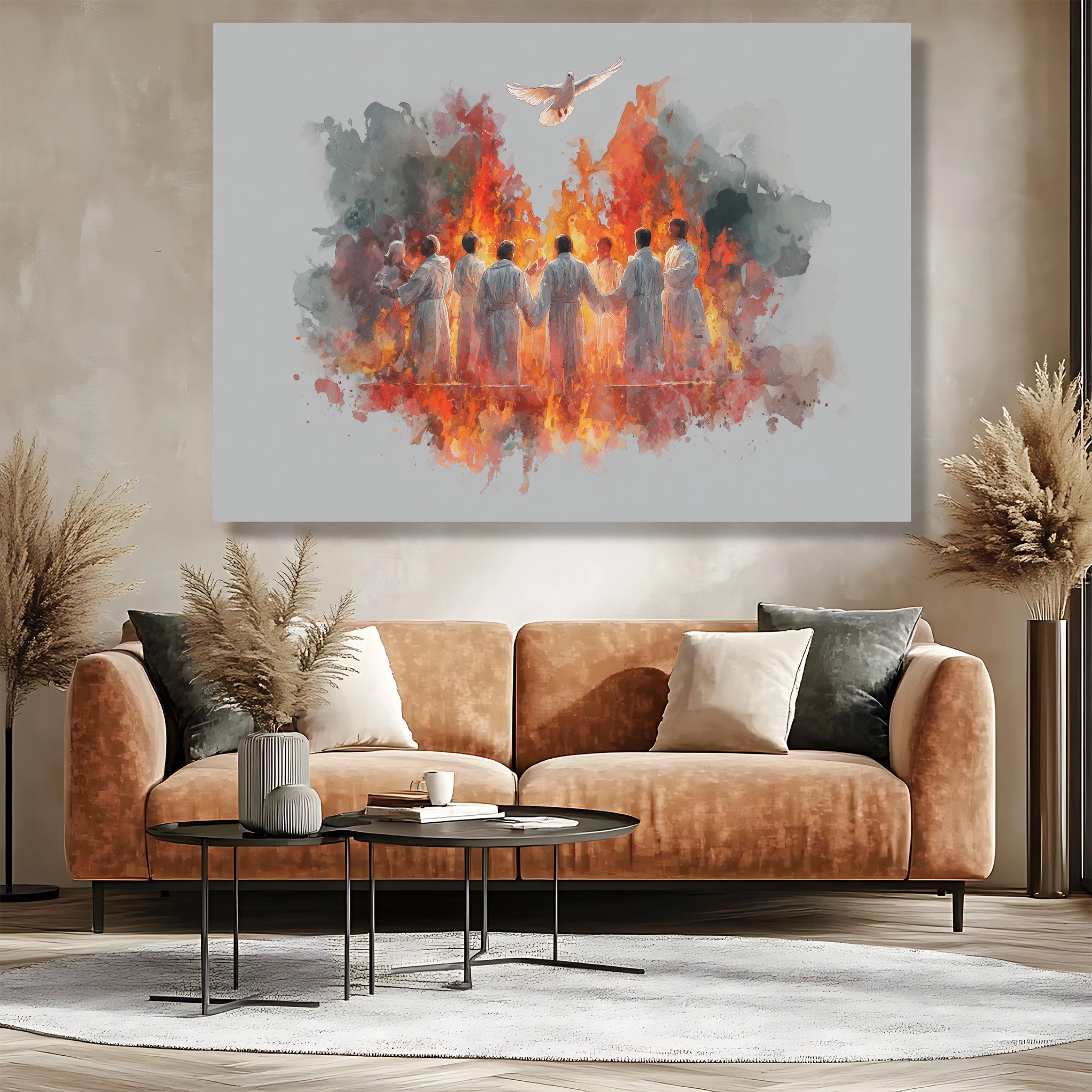 Holy Spirit Canvas Painting, Fire and Dove Christian Wall Art With ...