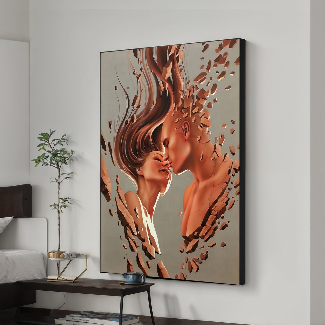 Abstract Love Fusion Canvas Painting, Love Art, Modern Home Decor ...