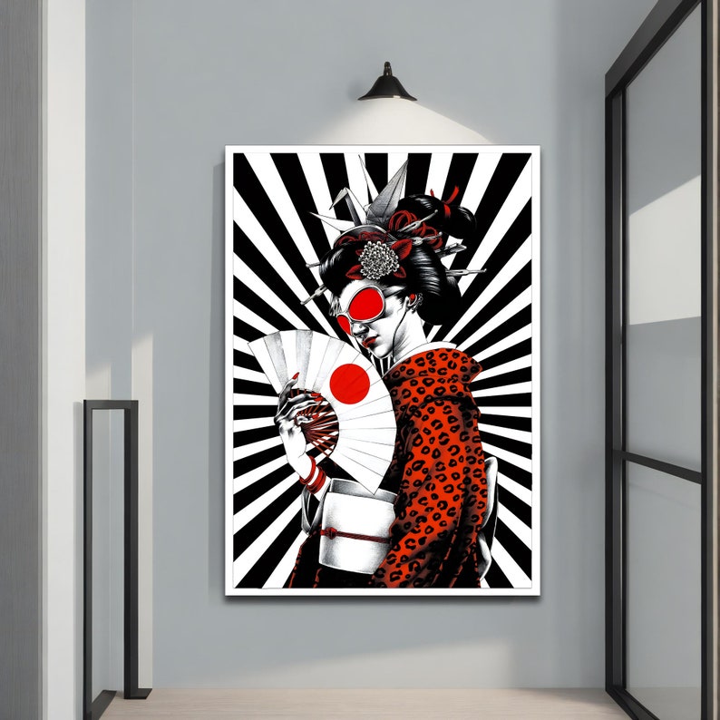 Banksy Japanische Frau Leinwandgemälde Geisha Street Art für moderne Wohndekoration, einzigartiges urbanes Wandkunst-Geschenk Bild 4