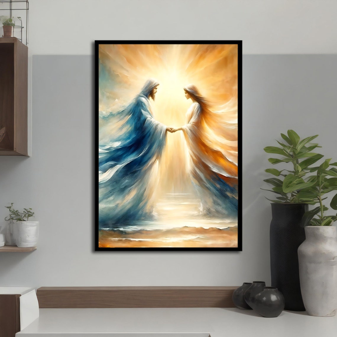 Jesus and Mary Magdalene Art Canvas Painting, Divine Love Wall Decor ...