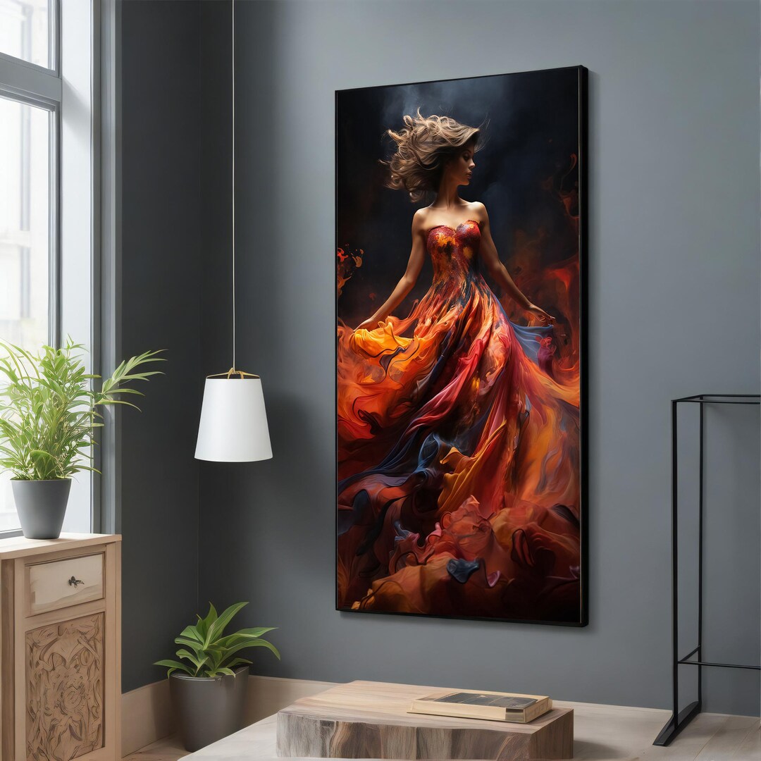 Woman in Red Dress Canvas Painting - Elegant Fashion Wall Art for ...