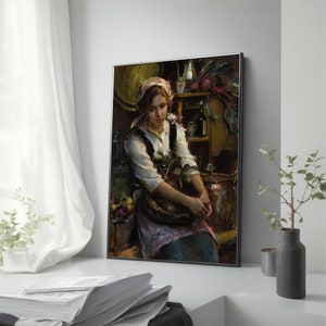 Porträt einer indigenen Frau auf Leinwand – Wandkunst mit ethnischer bäuerlicher Schönheit für die Inneneinrichtung, einzigartiges kulturelles Geschenk