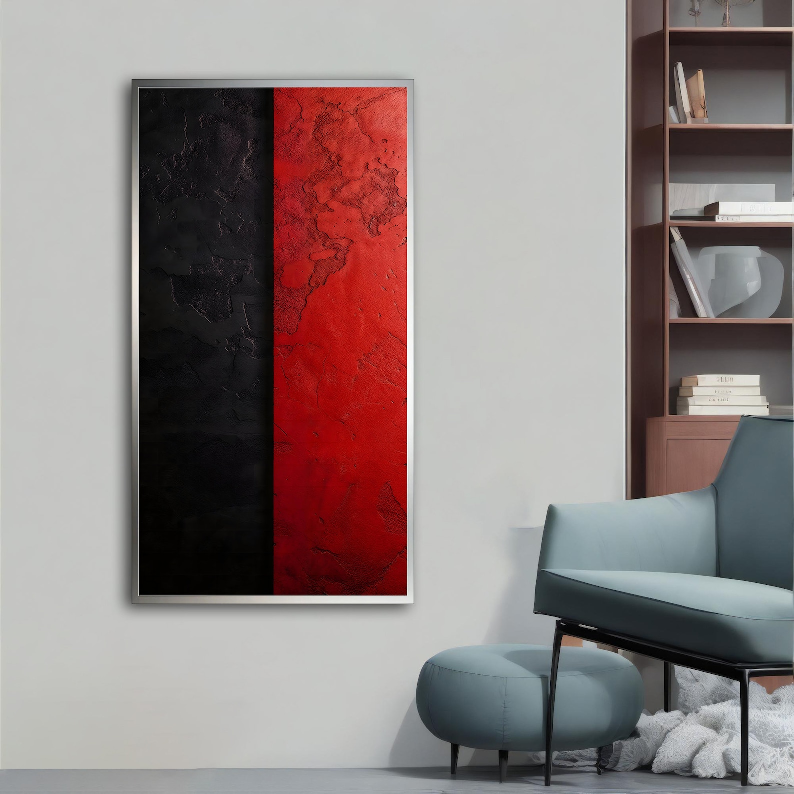 Modern Abstract Red and Black Canvas Print - Bold Geometric Wall Decor ...