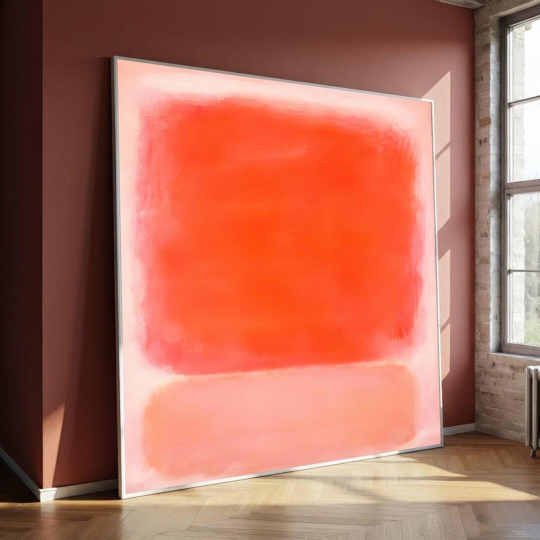 Modern Abstract Orange Canvas Wall Art, Color Block Painting ...