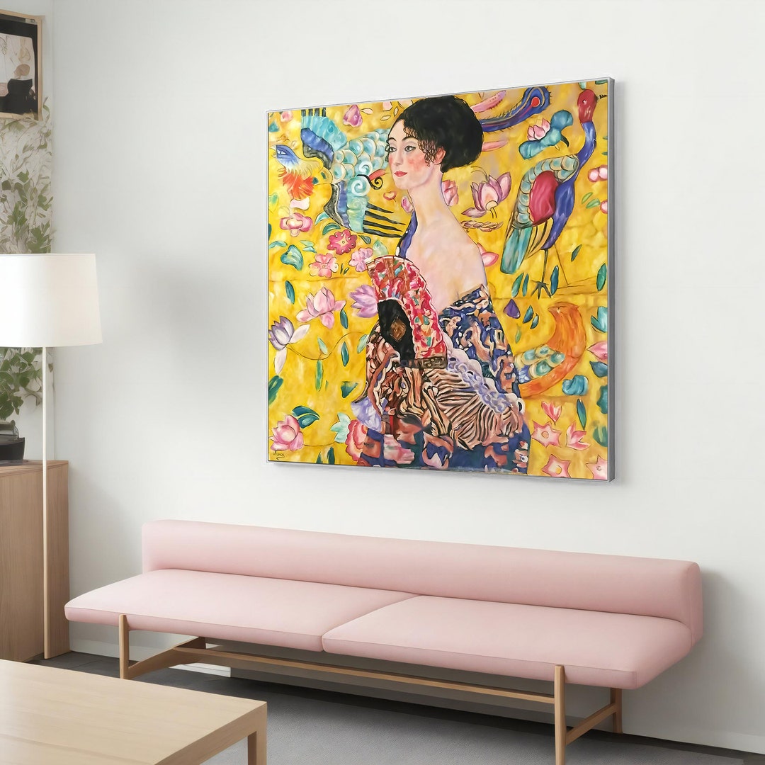 Lady With Fan Gustav Klimt Canvas Painting - Elegant Wall Art for ...