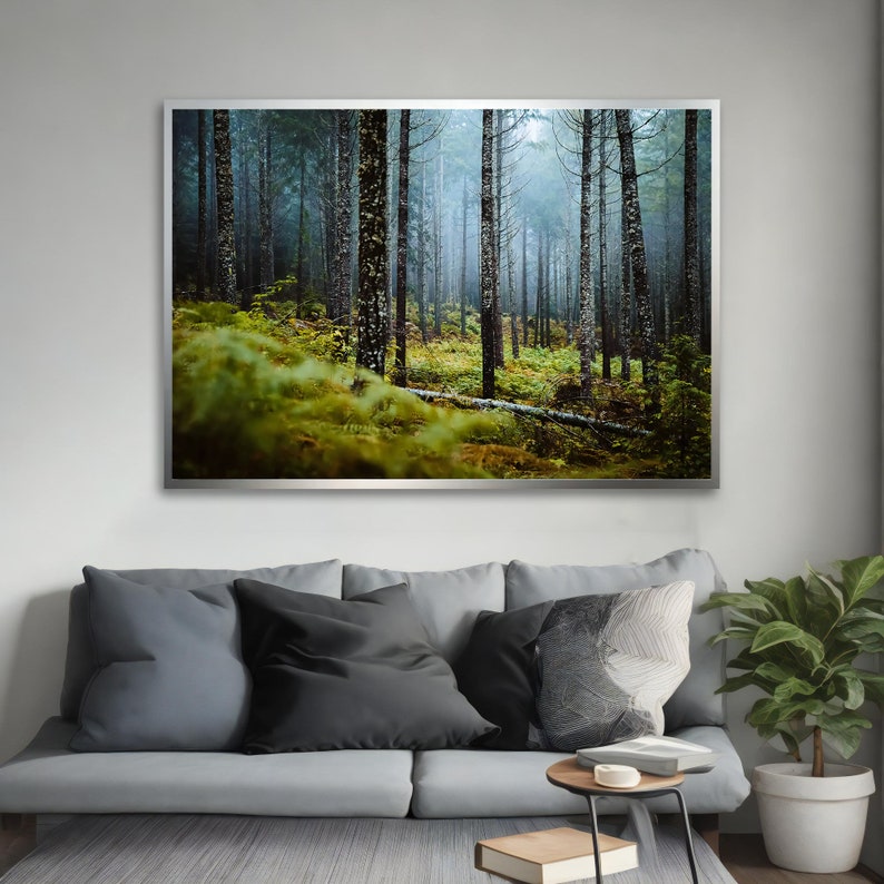 Misty Forest Canvas Print, Enchanted Woodland Scene, Landscape Art ...