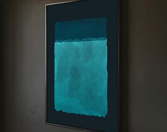Affiche Abstraite Mark Rothko Noir Et Bleu - Impression Sur Toile 50x70cm Sans Cadre