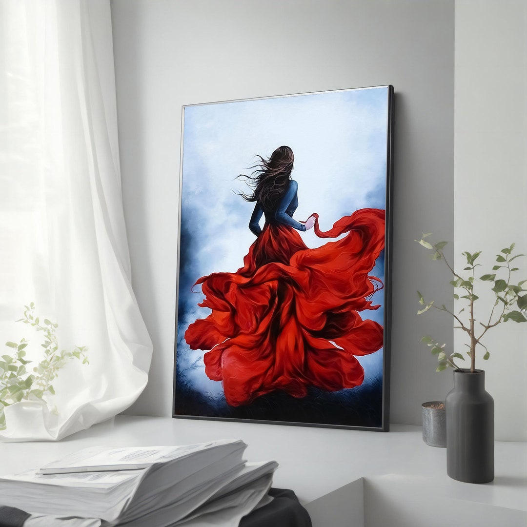Woman in Red Dress Canvas Painting - Inspiring Running for Hope Wall ...